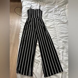 Black and White Striped Jumpsuit